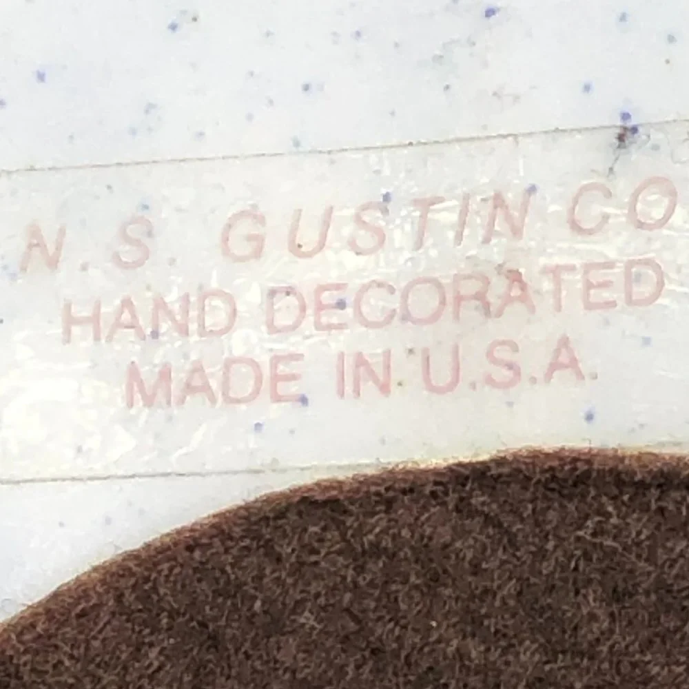 Vtg NS GUSTIN CO Handpainted Pottery Duck w Pink Cosmos and Blue Forget-Me-Nots - Picture 11 of 11